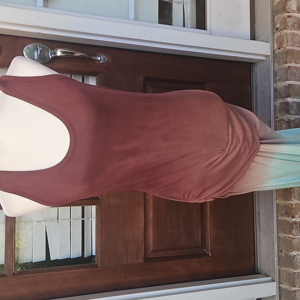 Young Fabulous And Broke Teal Turquoise Tie Dye Maxi Dress - Picture 2 of 4